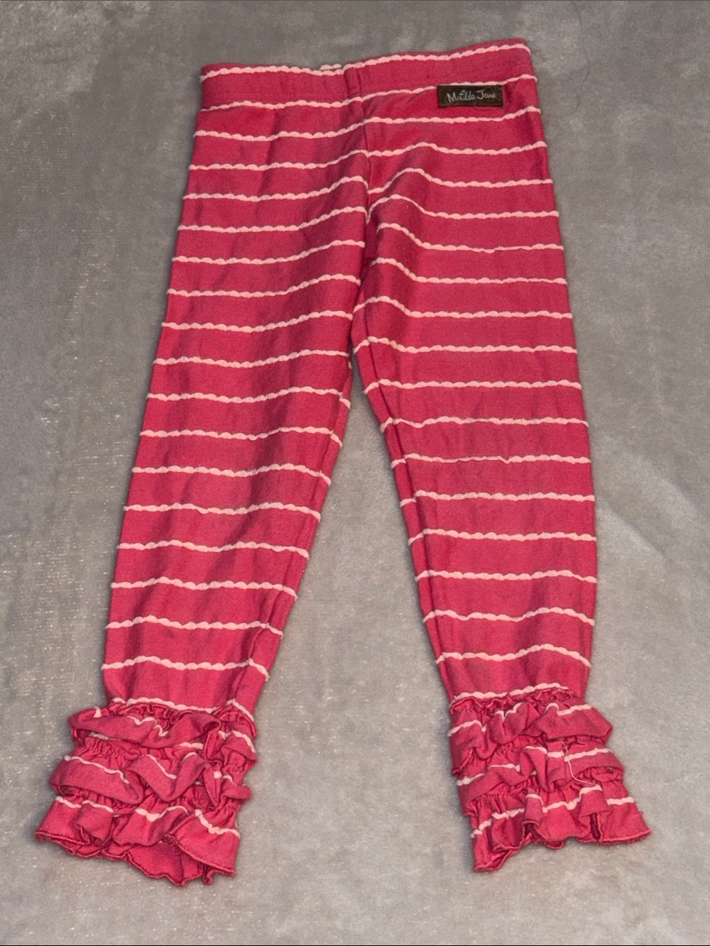 Matilda Jane Pink and White Striped Ruffle Leggings